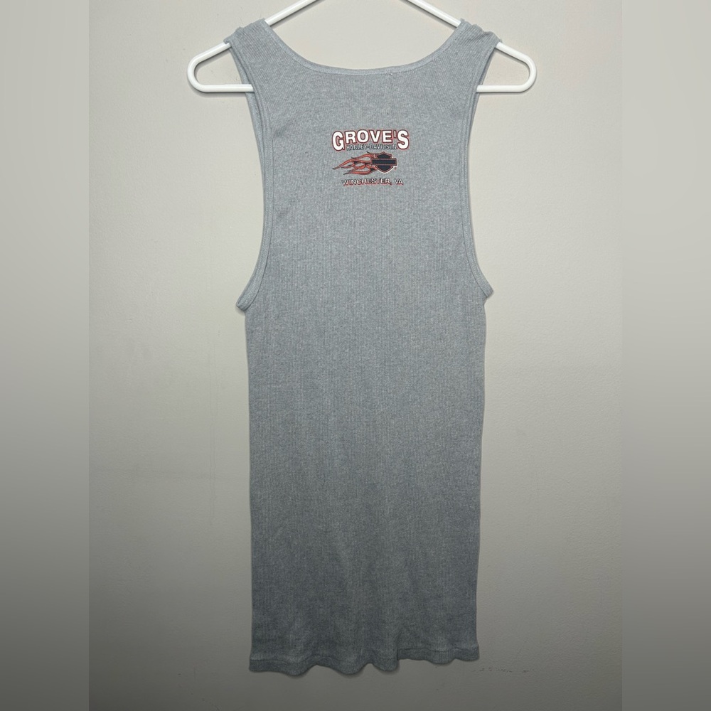 Motor Harley Davidson Ribbed Wife Beater Tank Top Sleeveless Undershirt Gray XL - Picture 3 of 10